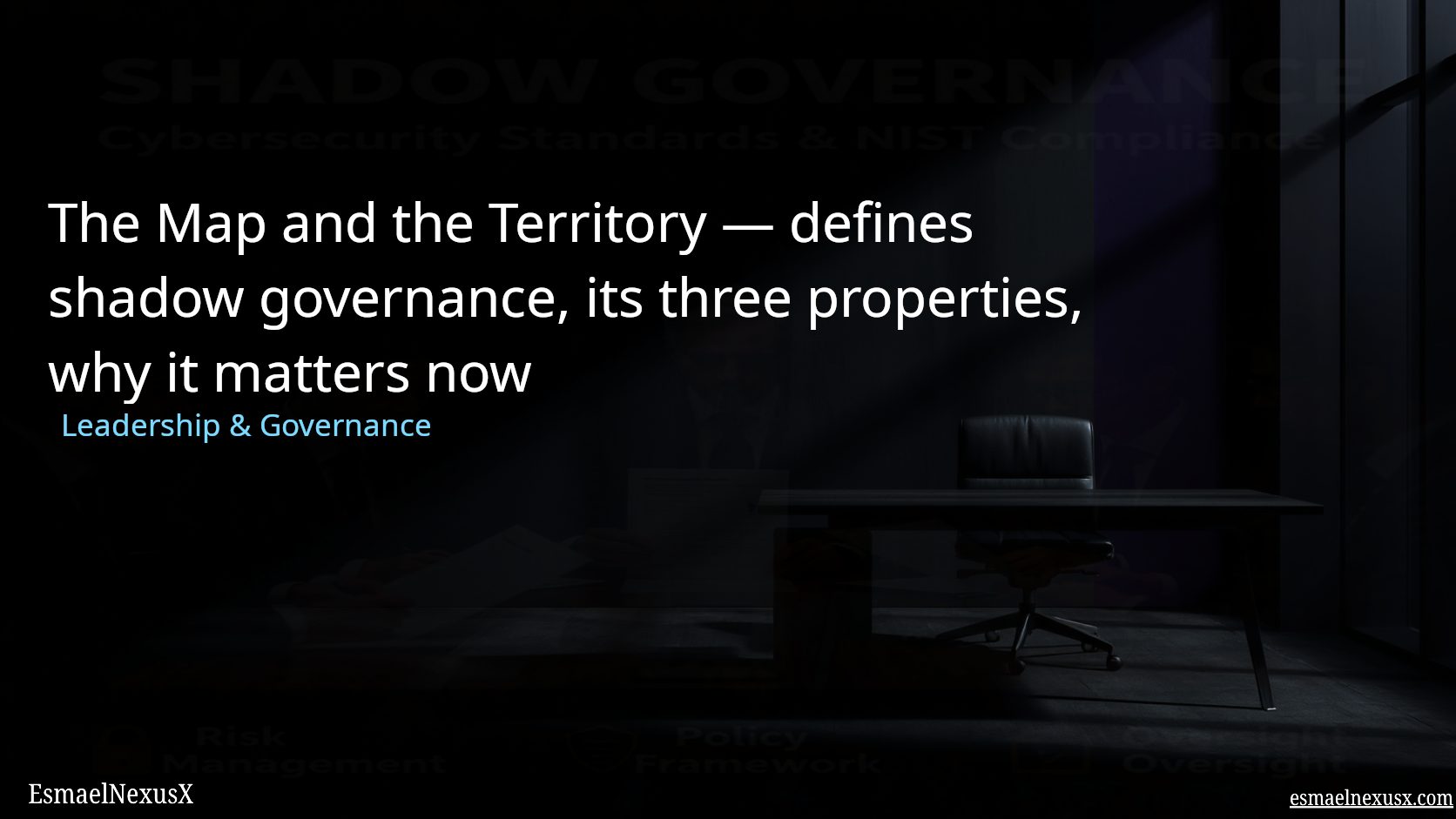 The Map and the Territory — defines shadow governance, its three properties, why it matters now
